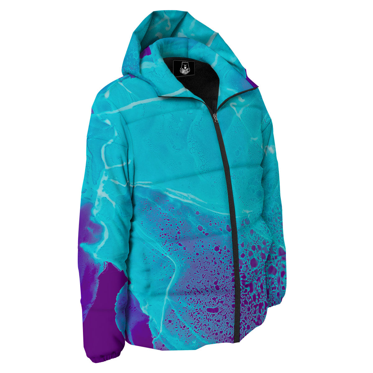 Melt Acid Turquoise Print Down Jacket-grizzshop