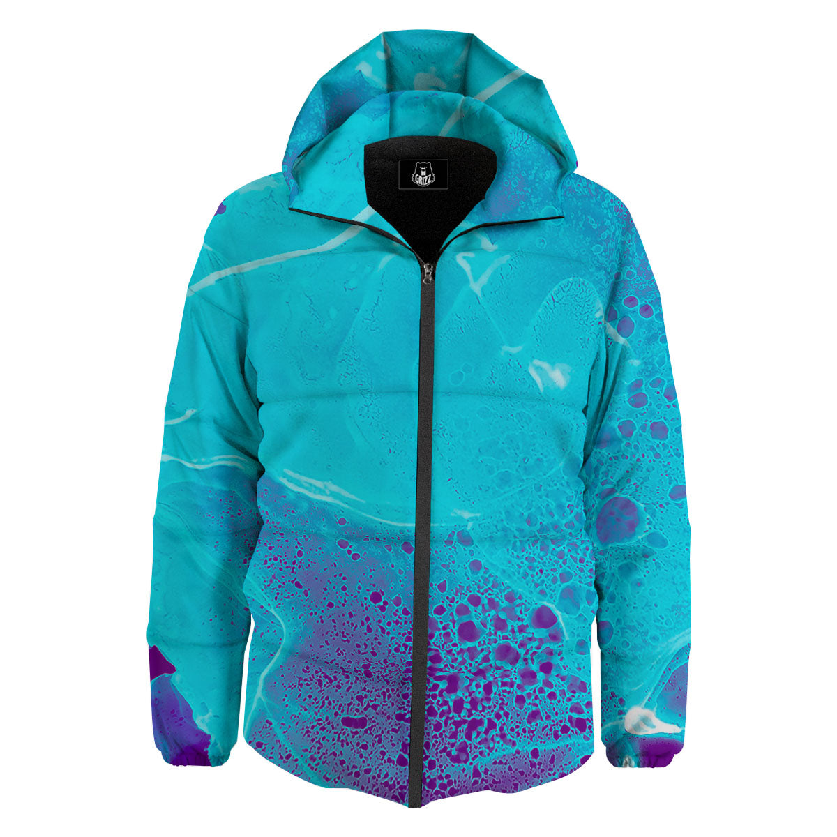Melt Acid Turquoise Print Down Jacket-grizzshop