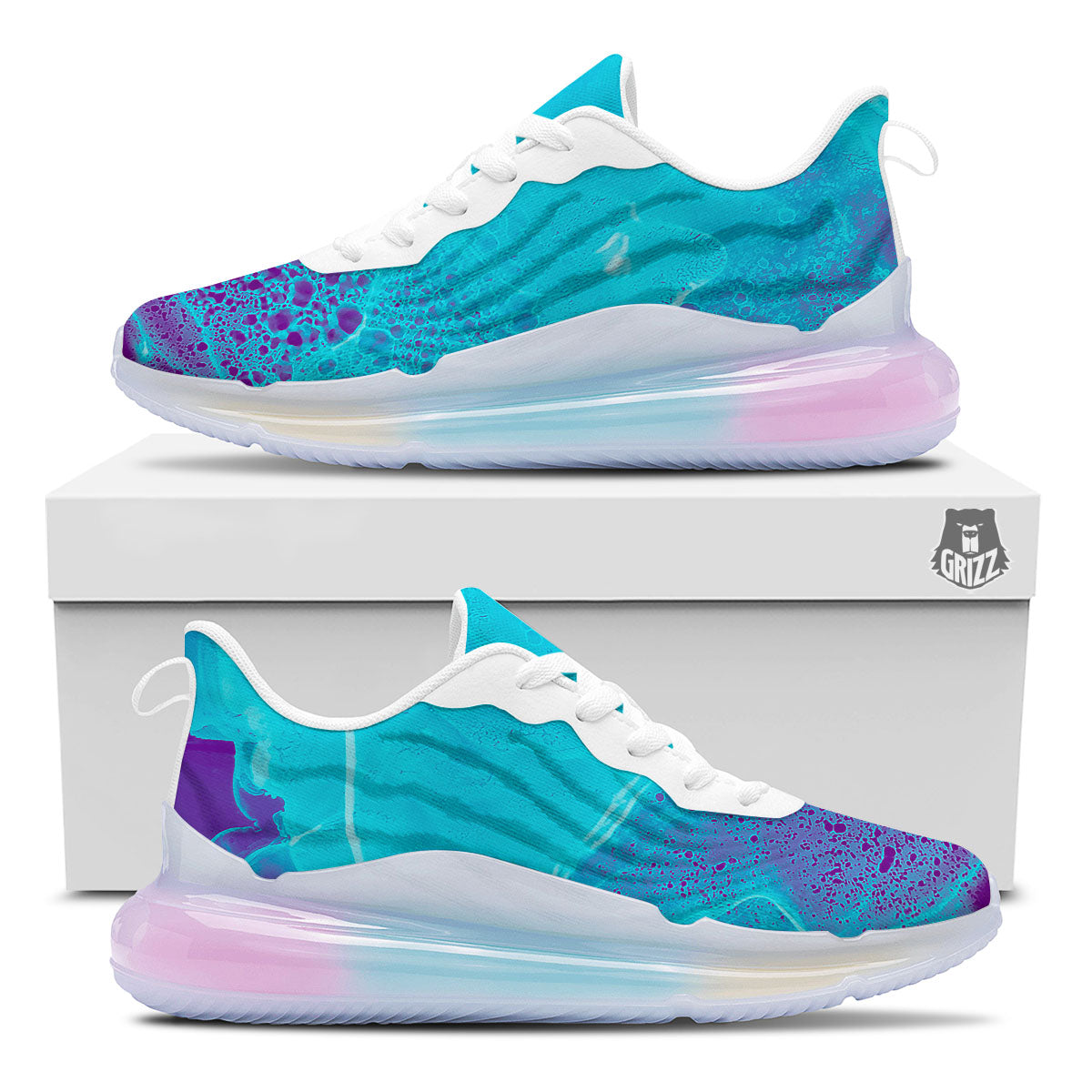 Melt Acid Turquoise Print Running Sneakers-grizzshop