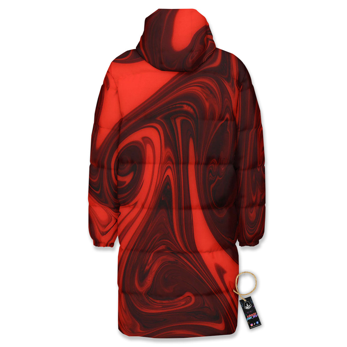 Melt Red Acid Print Long Down Jacket-grizzshop