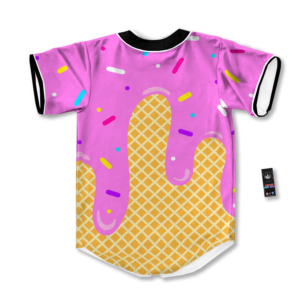 ice cream dress baseball Melted Ice Cream Pink Print Baseball Jersey