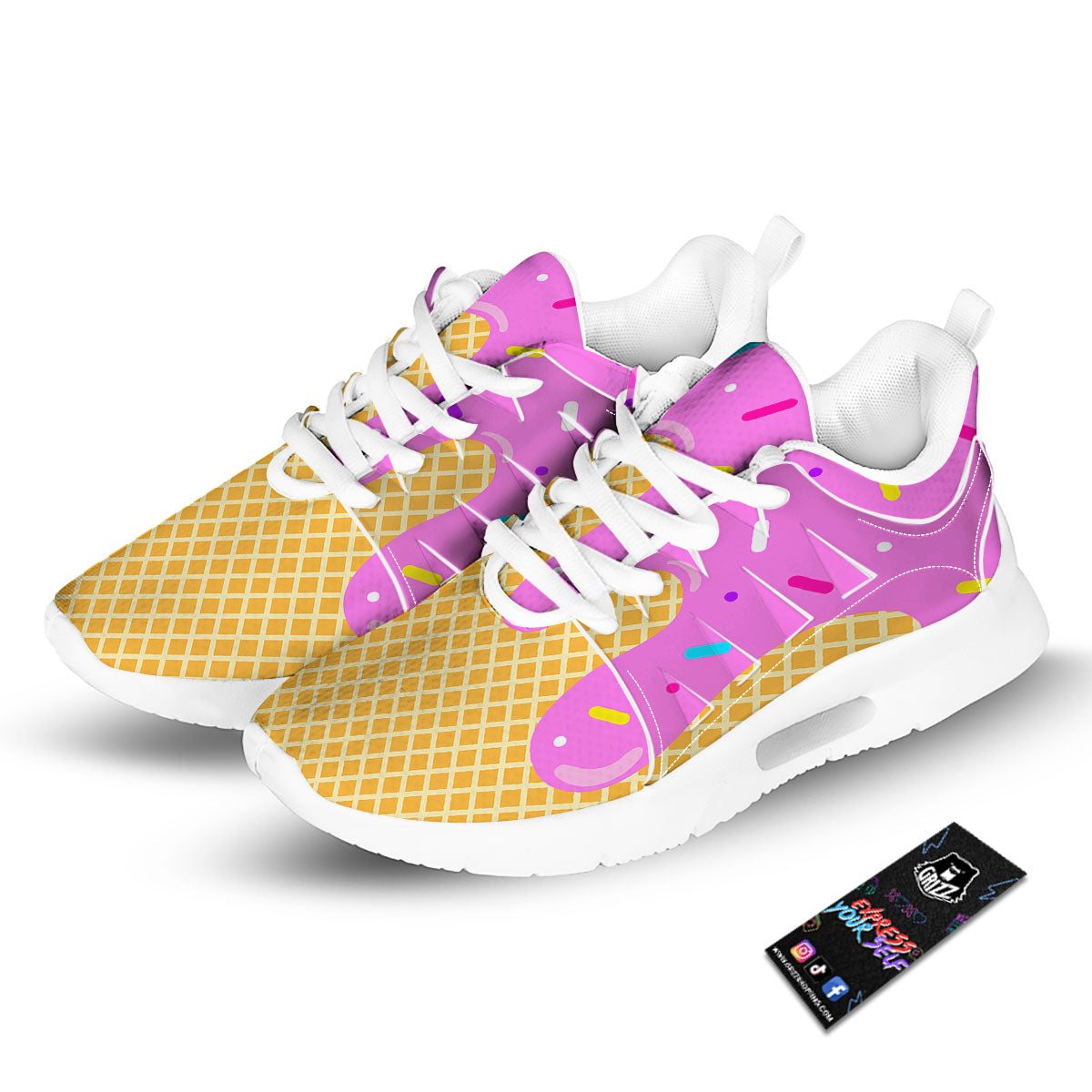 Melted Ice Cream Pink Print Tennis Shoes-grizzshop