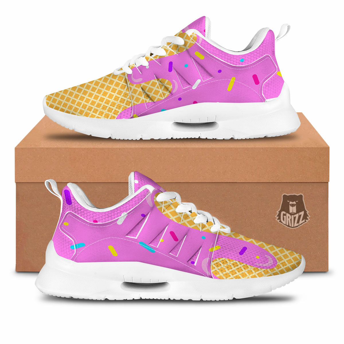 Melted Ice Cream Pink Print Tennis Shoes-grizzshop