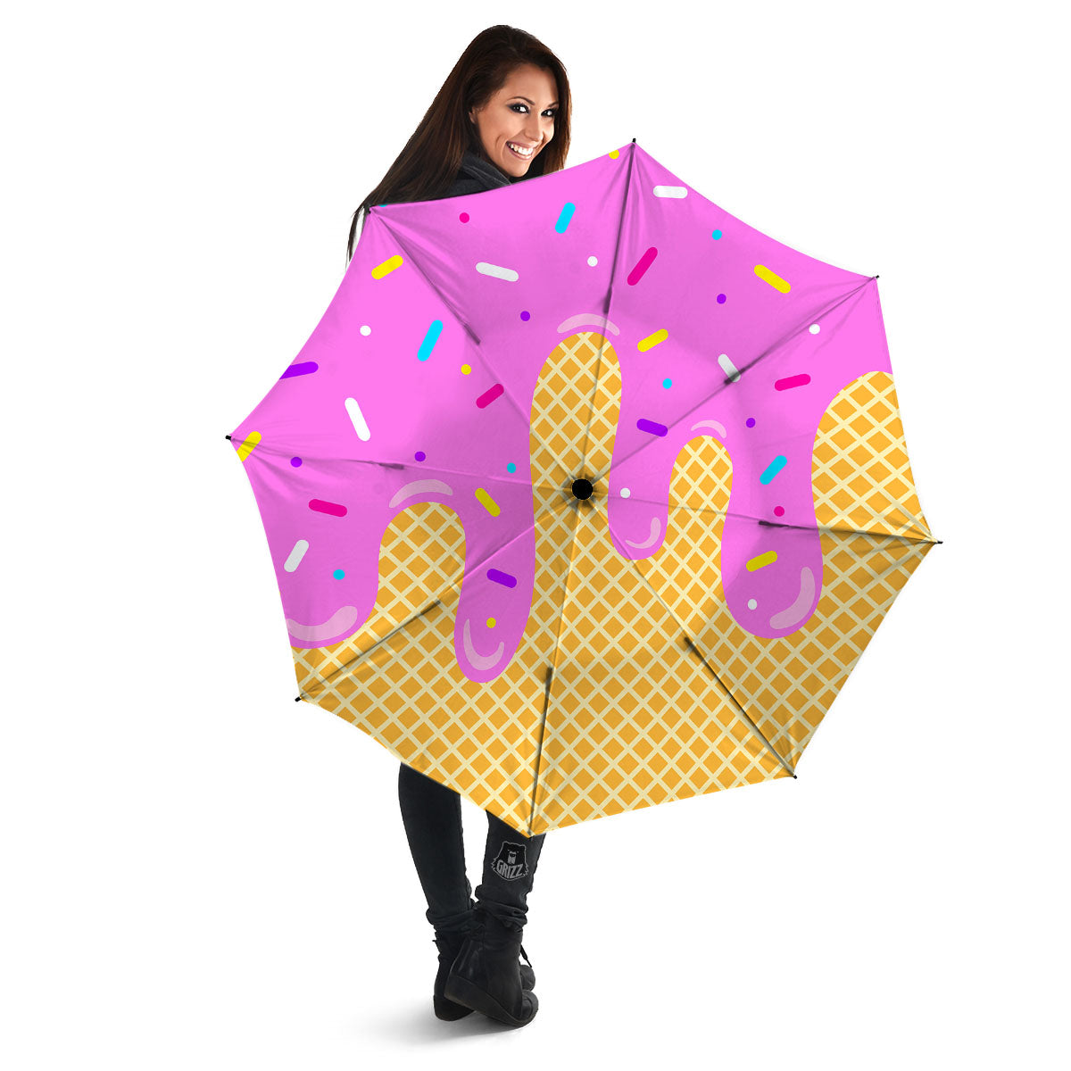 Melted Ice Cream Pink Print Umbrella-grizzshop