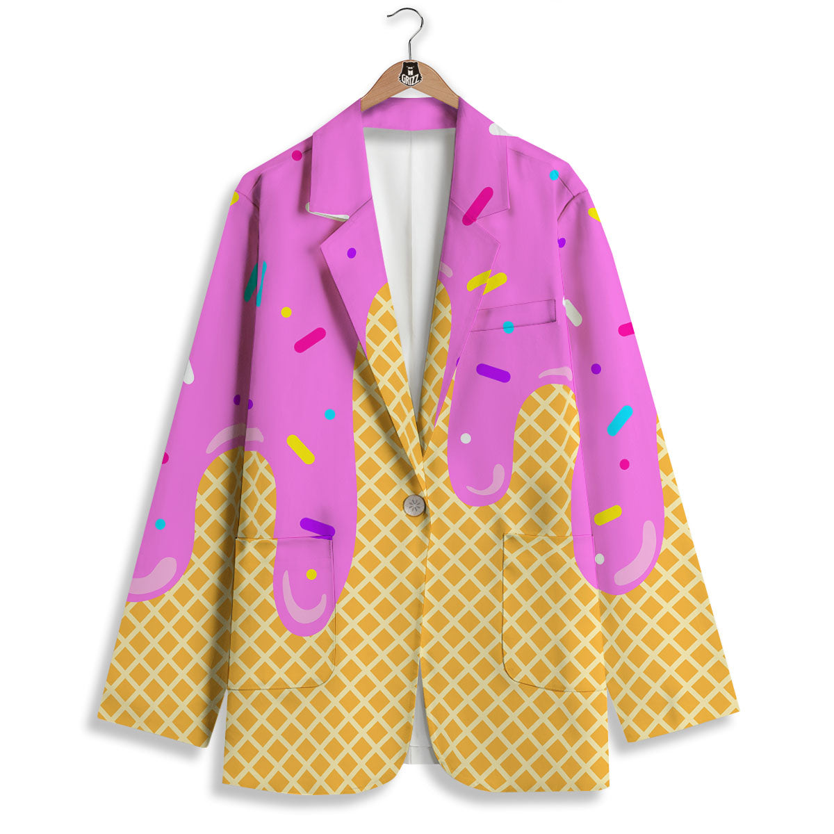 Melted Ice Cream Pink Print Women's Blazer-grizzshop