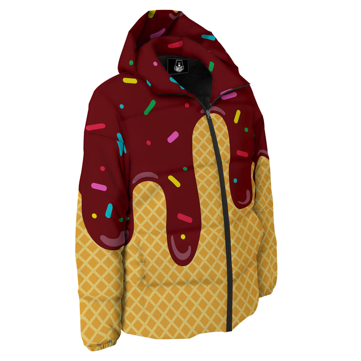 Melted Ice Cream Print Down Jacket-grizzshop