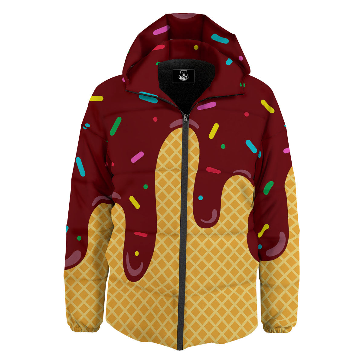 Melted Ice Cream Print Down Jacket-grizzshop