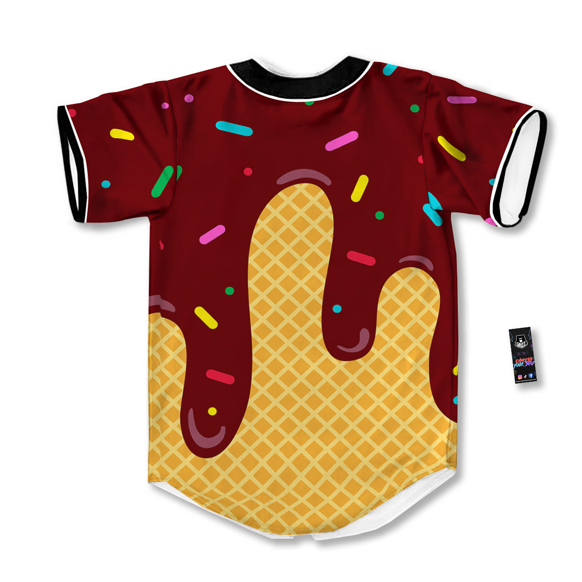 Melted Ice Cream Print Pattern Baseball Jersey-grizzshop