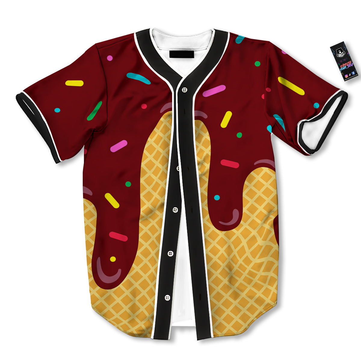 Melted Ice Cream Print Pattern Baseball Jersey-grizzshop