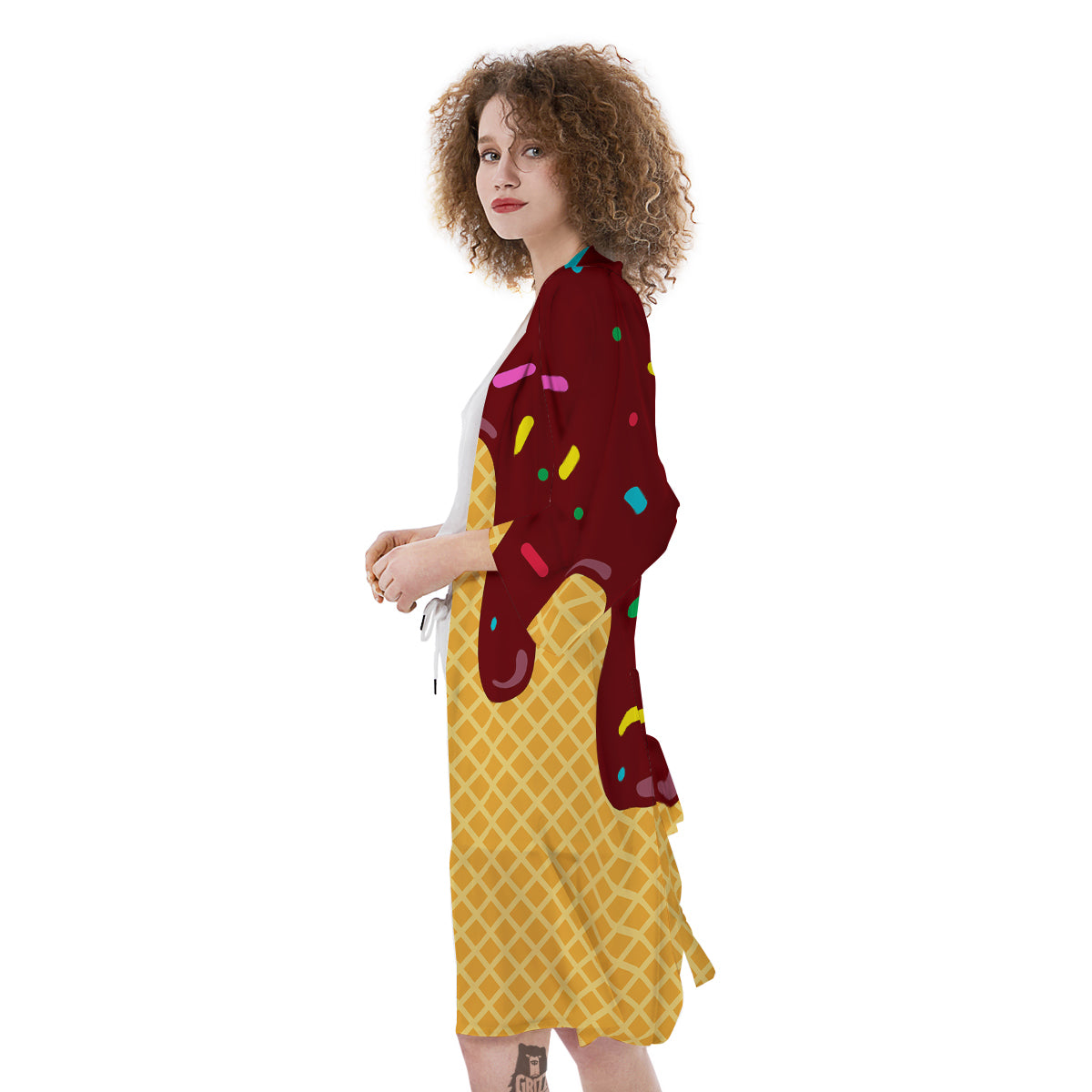 Melted Ice Cream Print Pattern Kimono-grizzshop