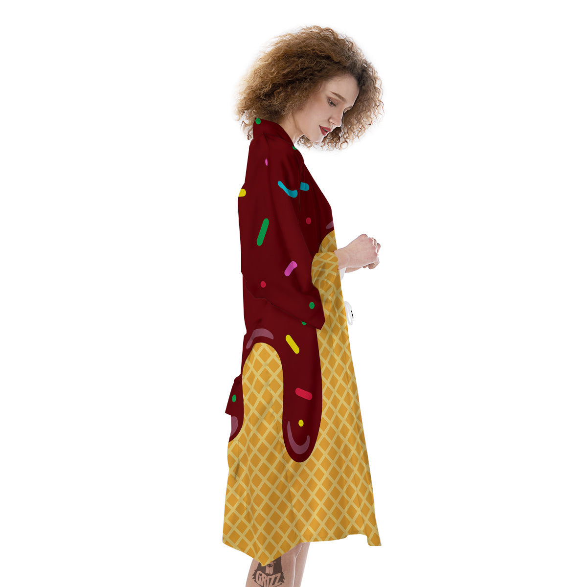 Melted Ice Cream Print Pattern Kimono-grizzshop