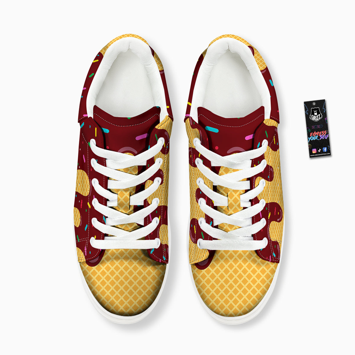 Melted Ice Cream Print Pattern Platform Shoes-grizzshop