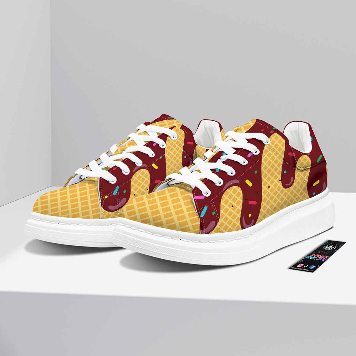 Melted Ice Cream Print Pattern Platform Shoes-grizzshop