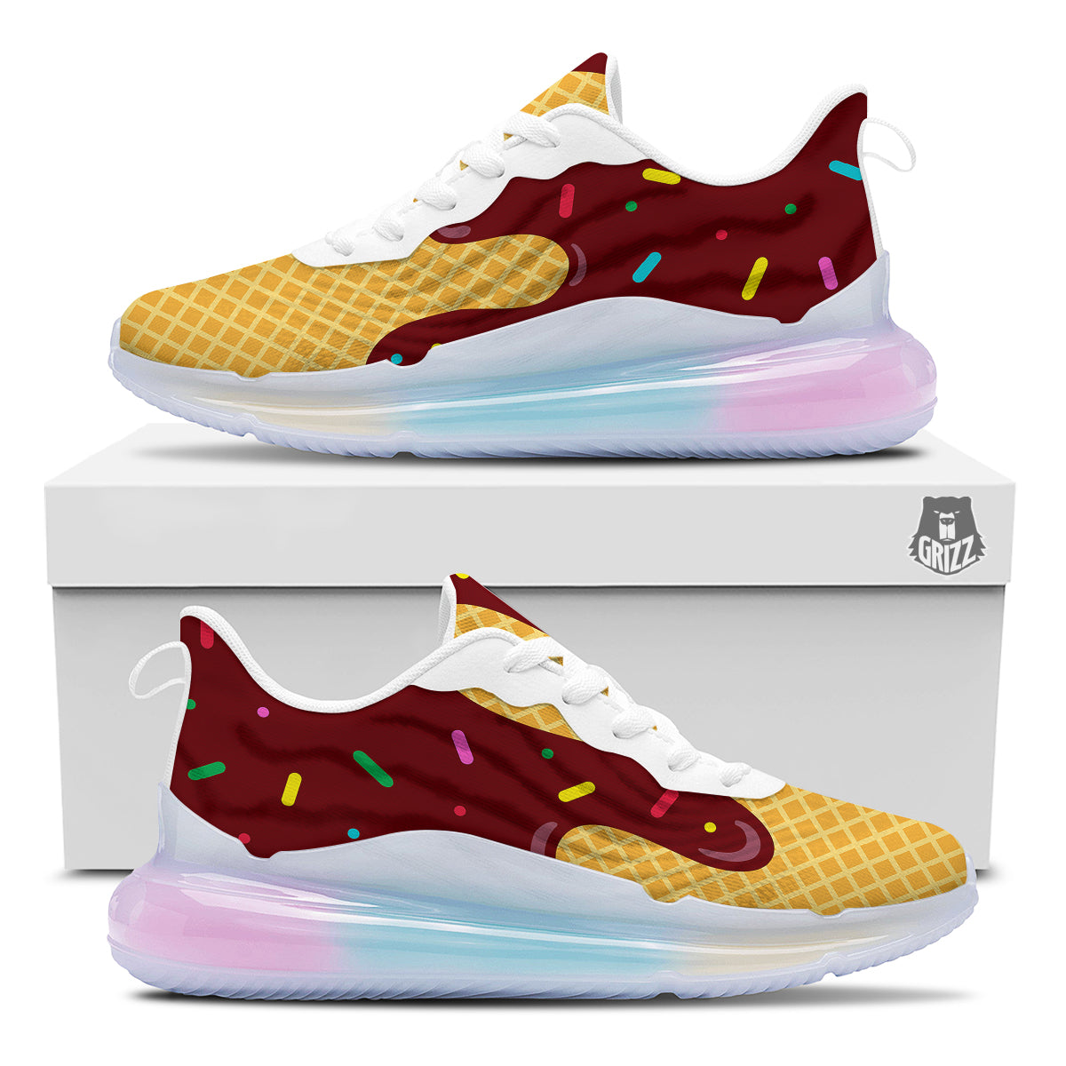 Melted Ice Cream Print Pattern Running Sneakers-grizzshop