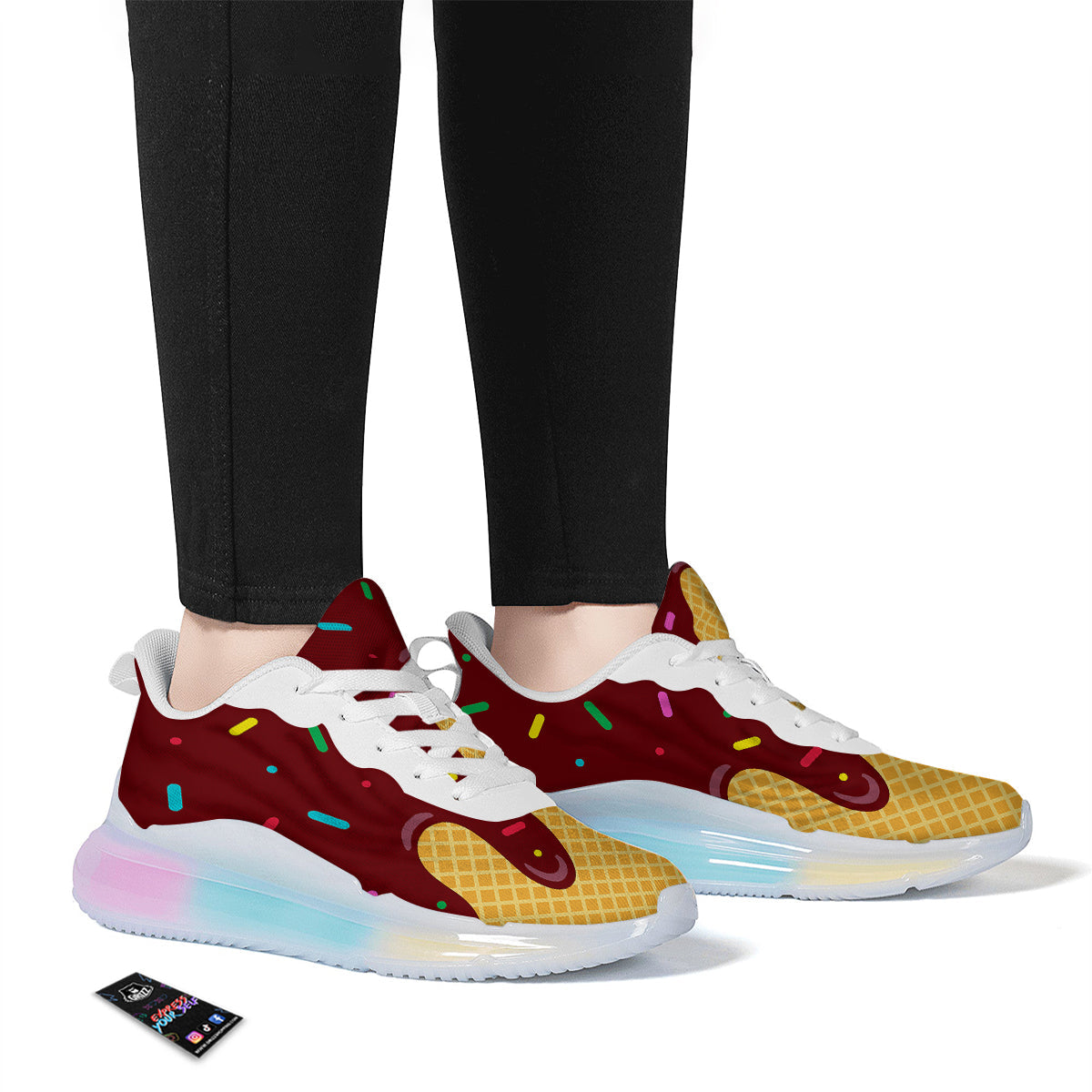 Melted Ice Cream Print Pattern Running Sneakers-grizzshop