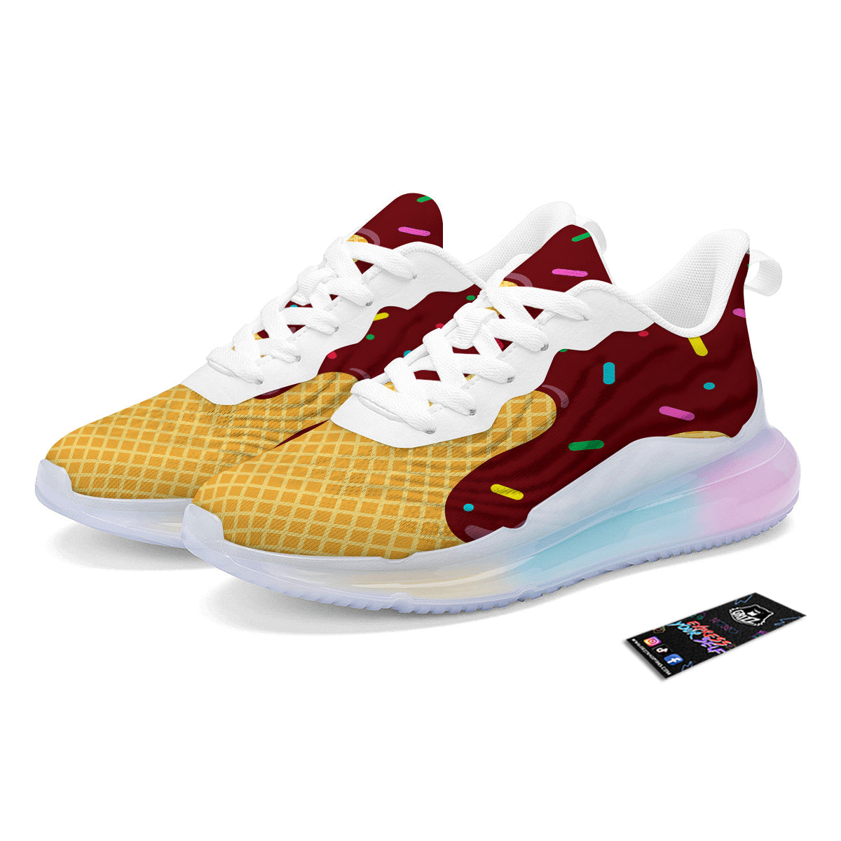 Melted Ice Cream Print Pattern Running Sneakers-grizzshop