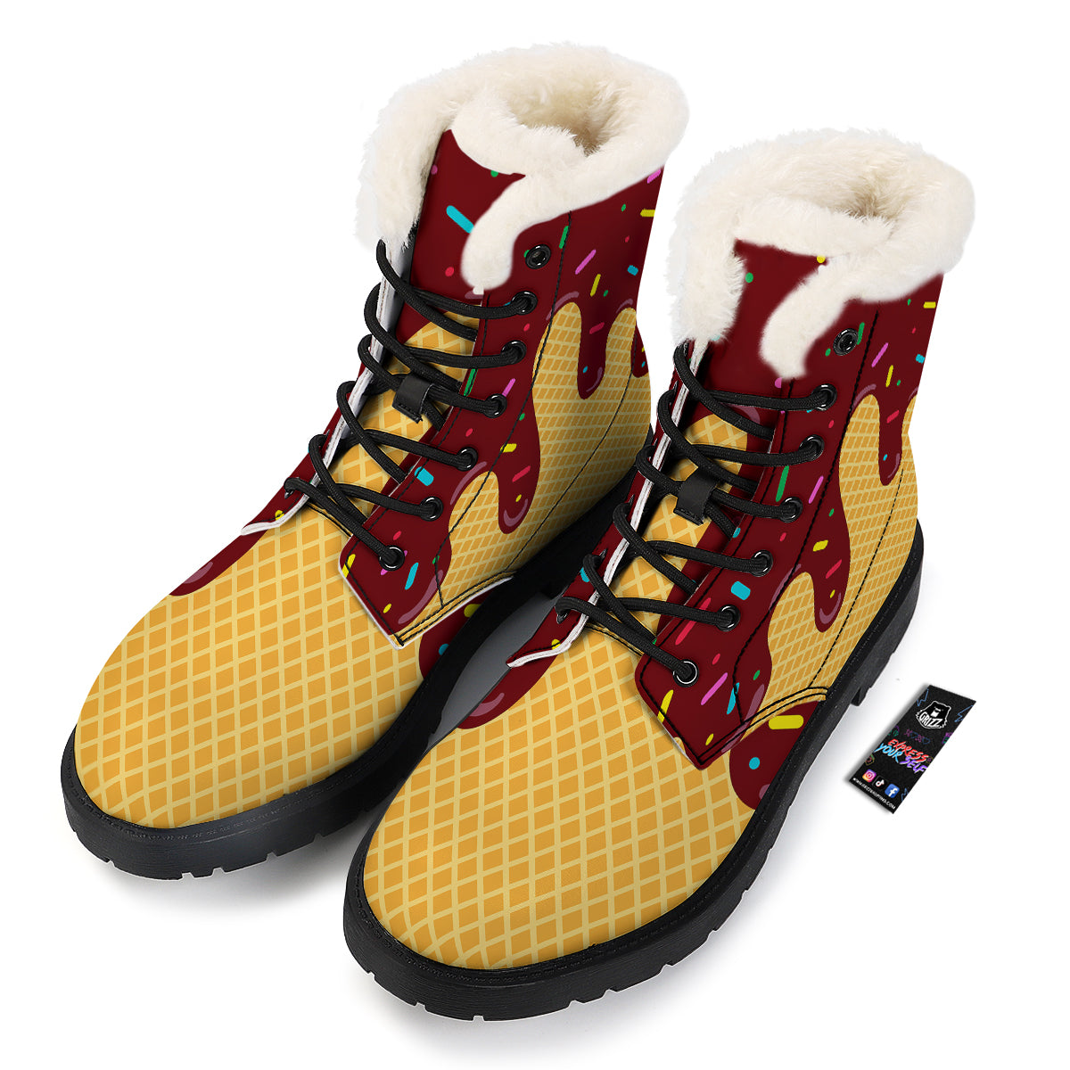 Melted Ice Cream Print Pattern Winter Boots-grizzshop