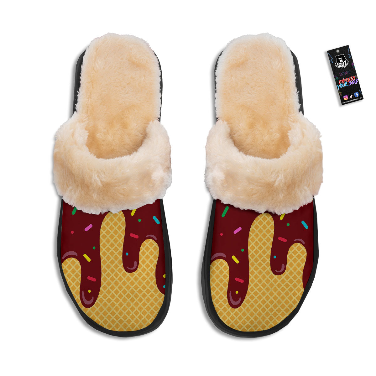 Melted Ice Cream Print Slippers-grizzshop