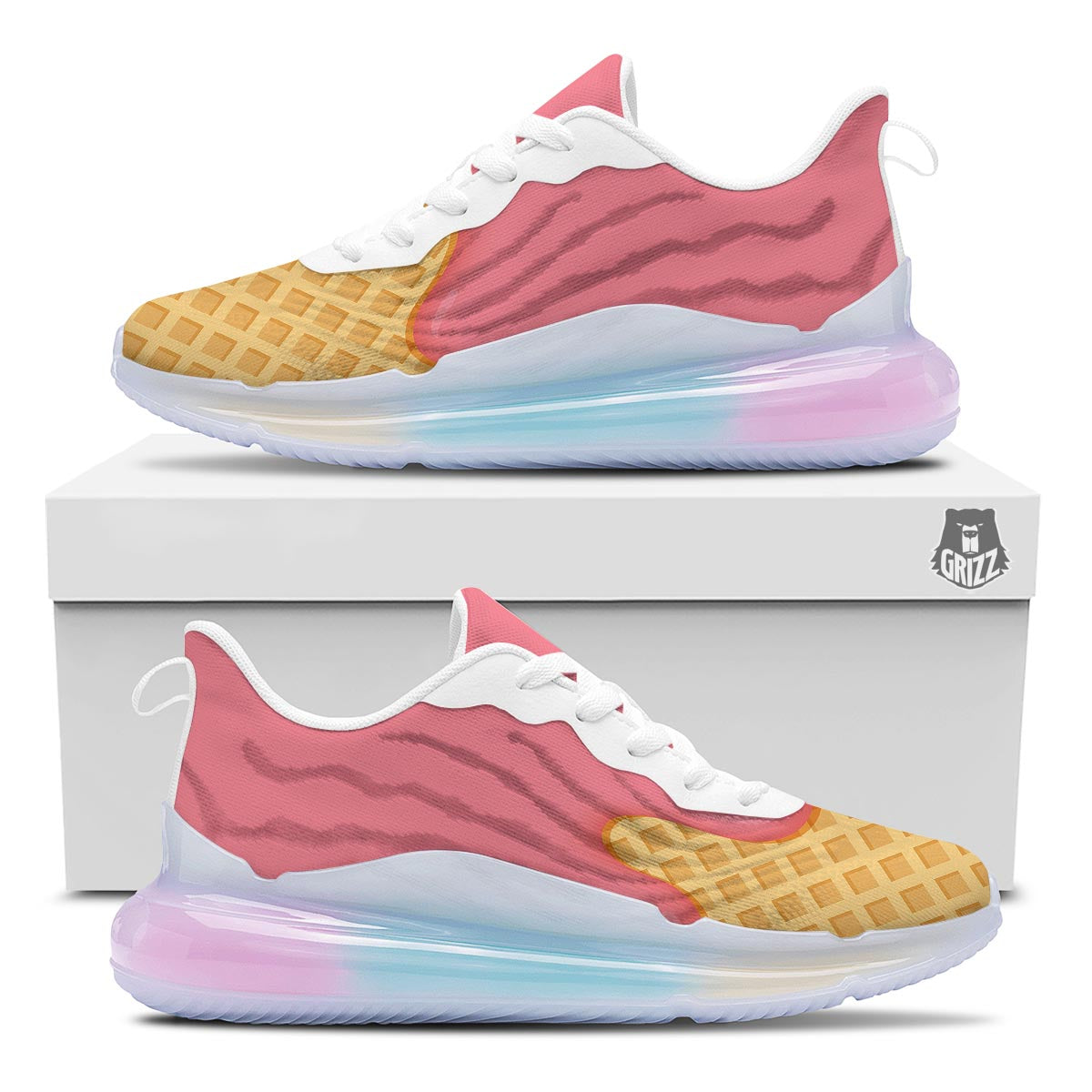 Melted Strawberry Ice Cream Print Running Sneakers-grizzshop