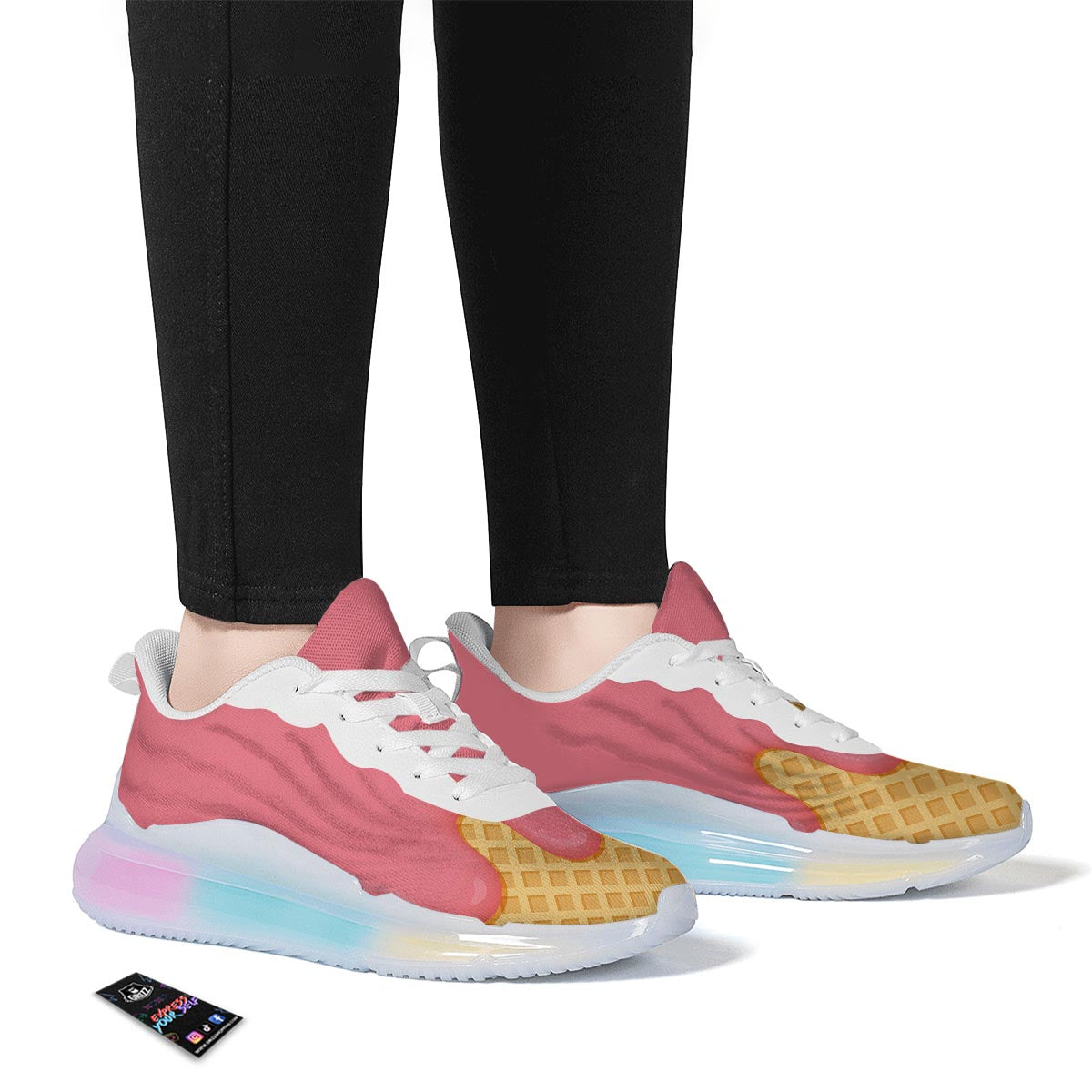 Melted Strawberry Ice Cream Print Running Sneakers-grizzshop
