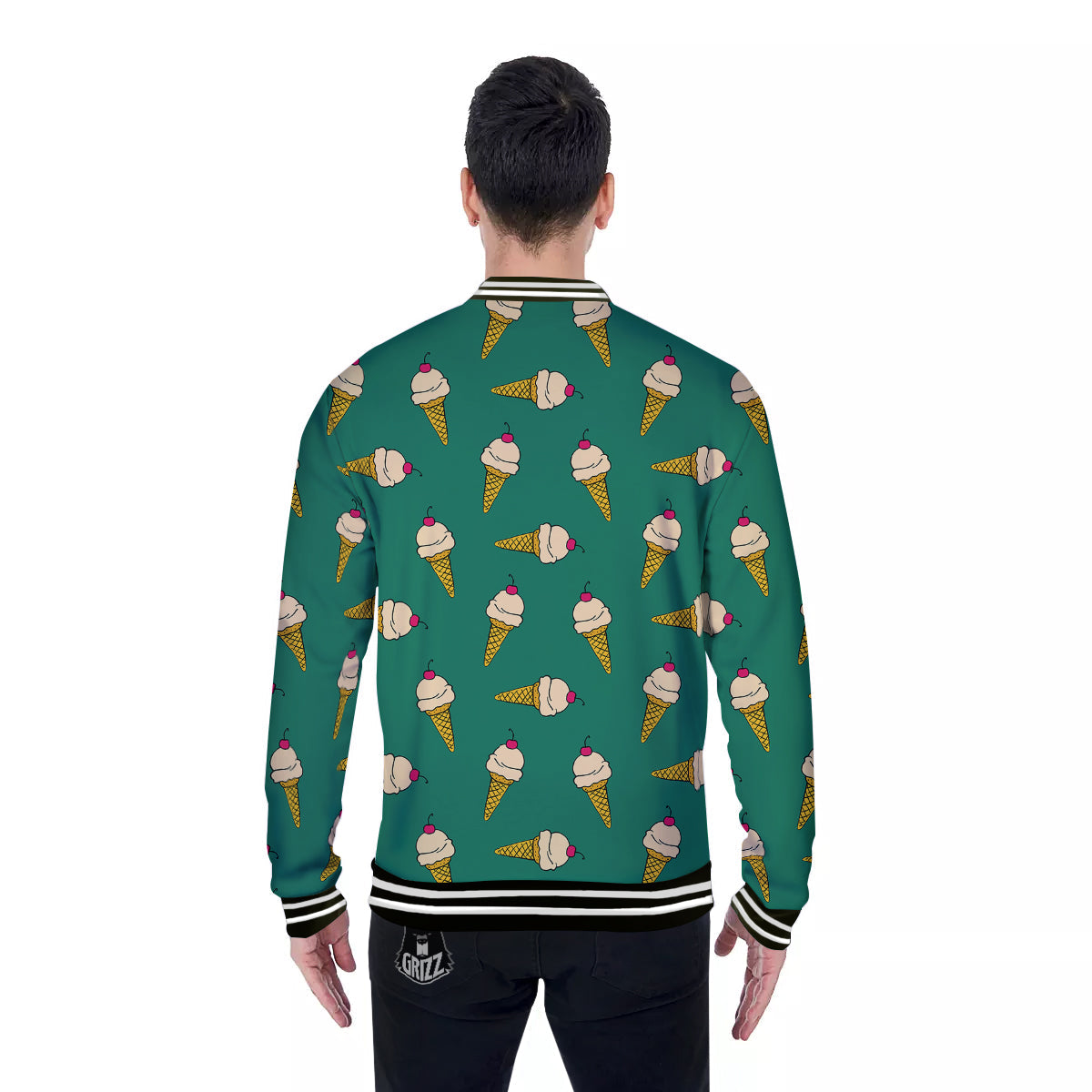 Melted Vanilla Ice Cream Print Pattern Baseball Jacket-grizzshop