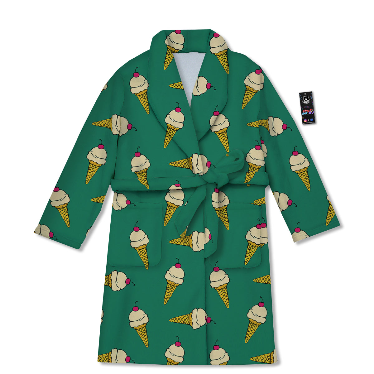 Melted Vanilla Ice Cream Print Pattern Bathrobe-grizzshop