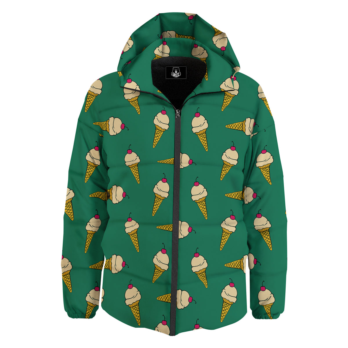 Melted Vanilla Ice Cream Print Pattern Down Jacket-grizzshop