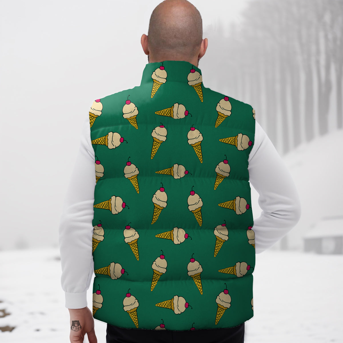 Melted Vanilla Ice Cream Print Pattern Down Vest-grizzshop