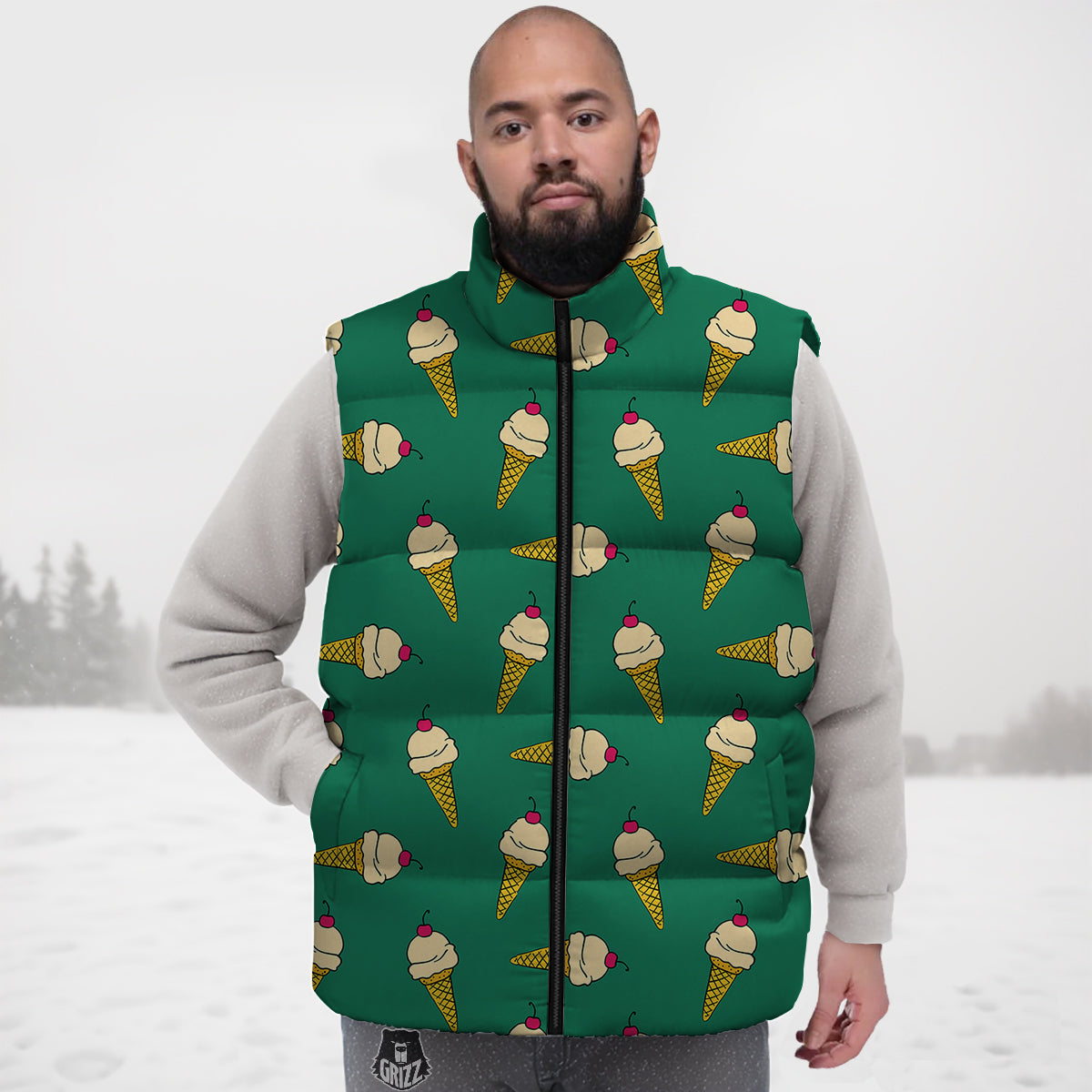 Melted Vanilla Ice Cream Print Pattern Down Vest-grizzshop
