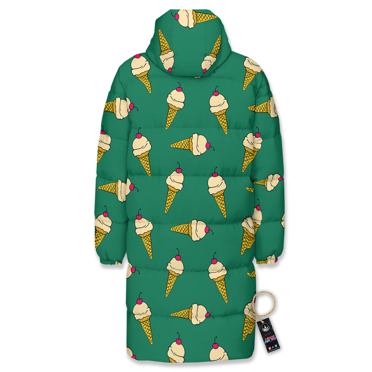 Melted Vanilla Ice Cream Print Pattern Long Down Jacket-grizzshop