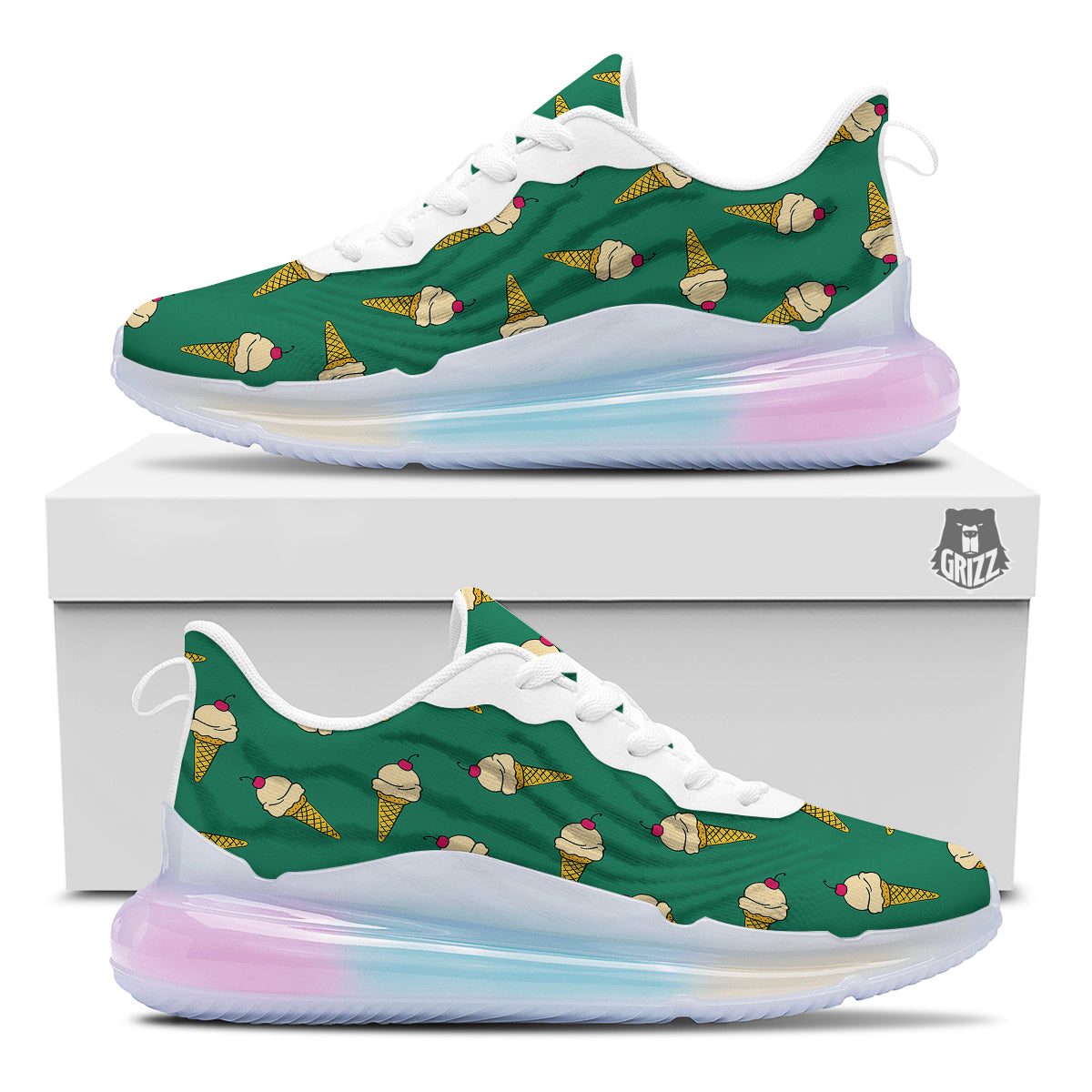 Melted Vanilla Ice Cream Print Pattern Running Sneakers-grizzshop