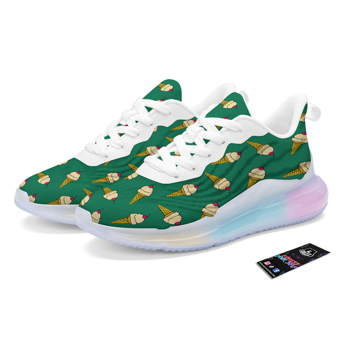 Melted Vanilla Ice Cream Print Pattern Running Sneakers-grizzshop