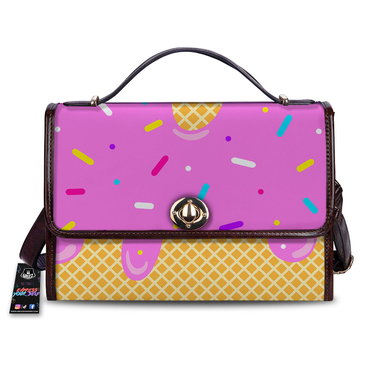Melted Ice Cream Pink Print Women's Satchel Bag