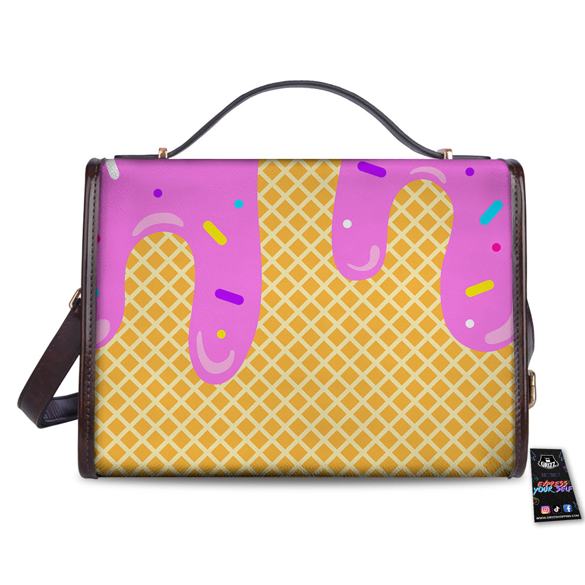 Melted Ice Cream Pink Print Women's Satchel Bag