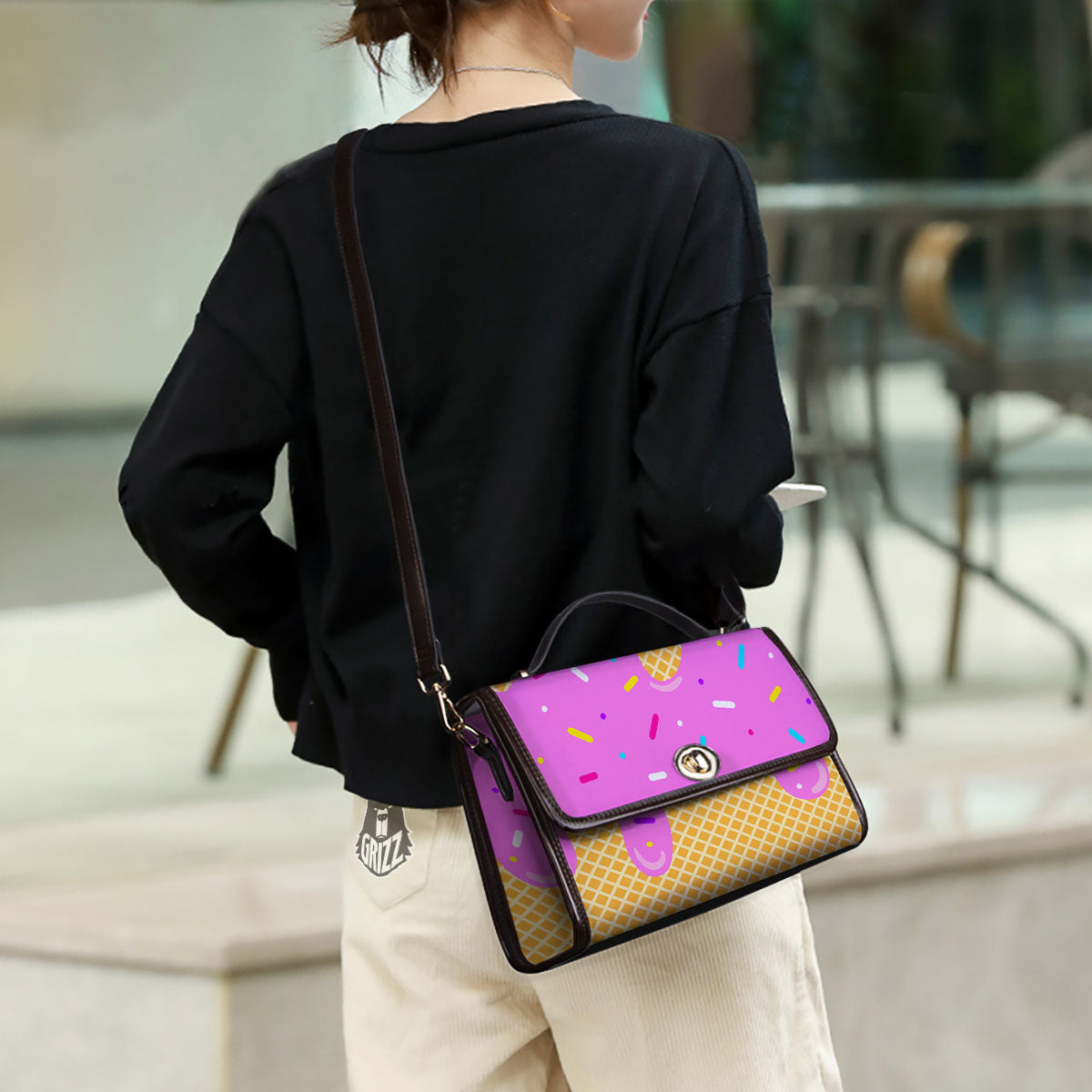 Melted Ice Cream Pink Print Women's Satchel Bag