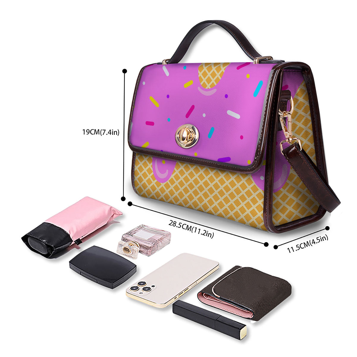 Melted Ice Cream Pink Print Women's Satchel Bag