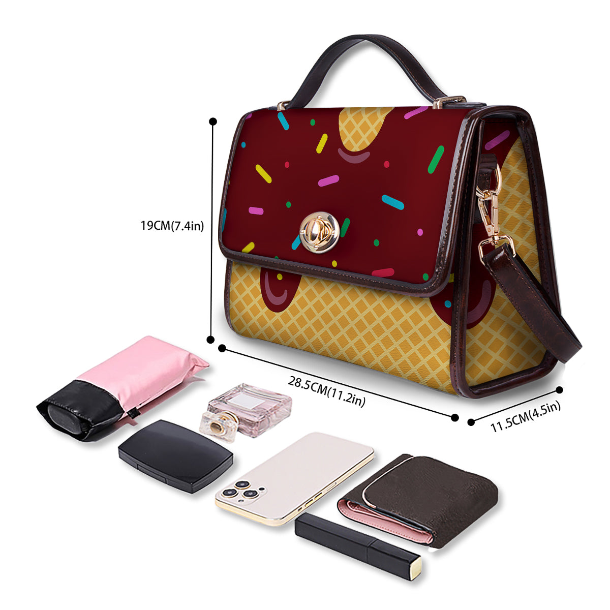 Melted Ice Cream Print Pattern Women's Satchel Bag