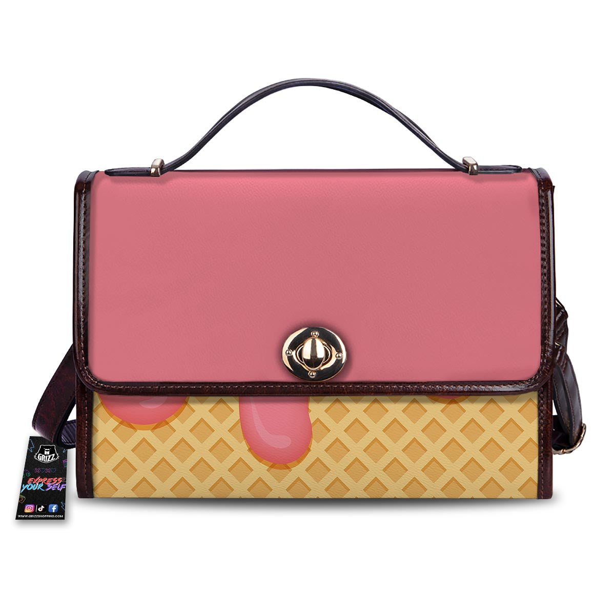 Melted Strawberry Ice Cream Print Women's Satchel Bag