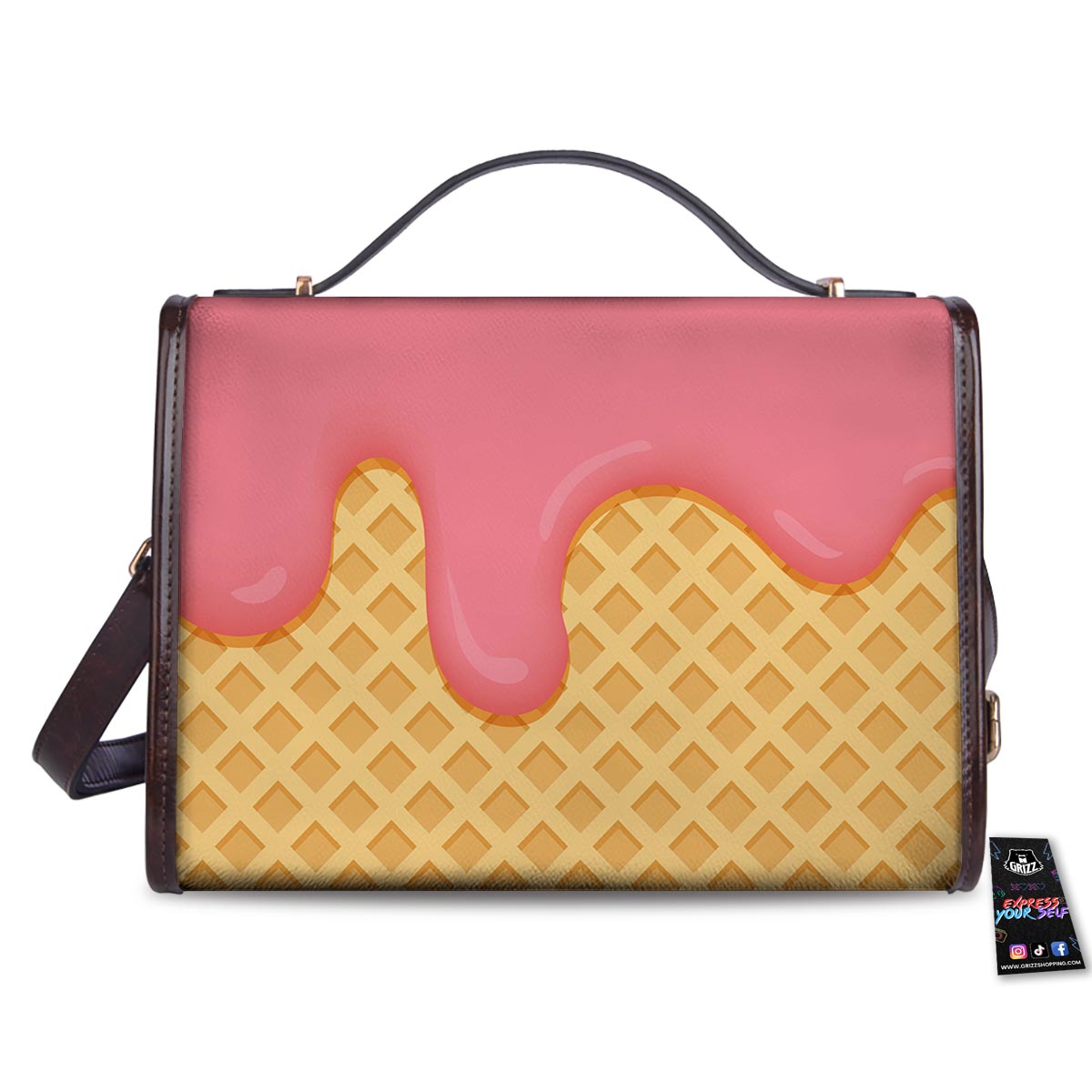 Melted Strawberry Ice Cream Print Women's Satchel Bag