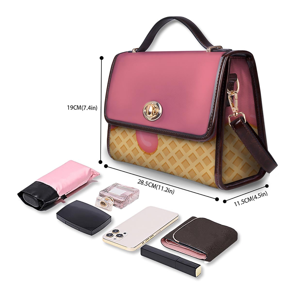 Melted Strawberry Ice Cream Print Women's Satchel Bag