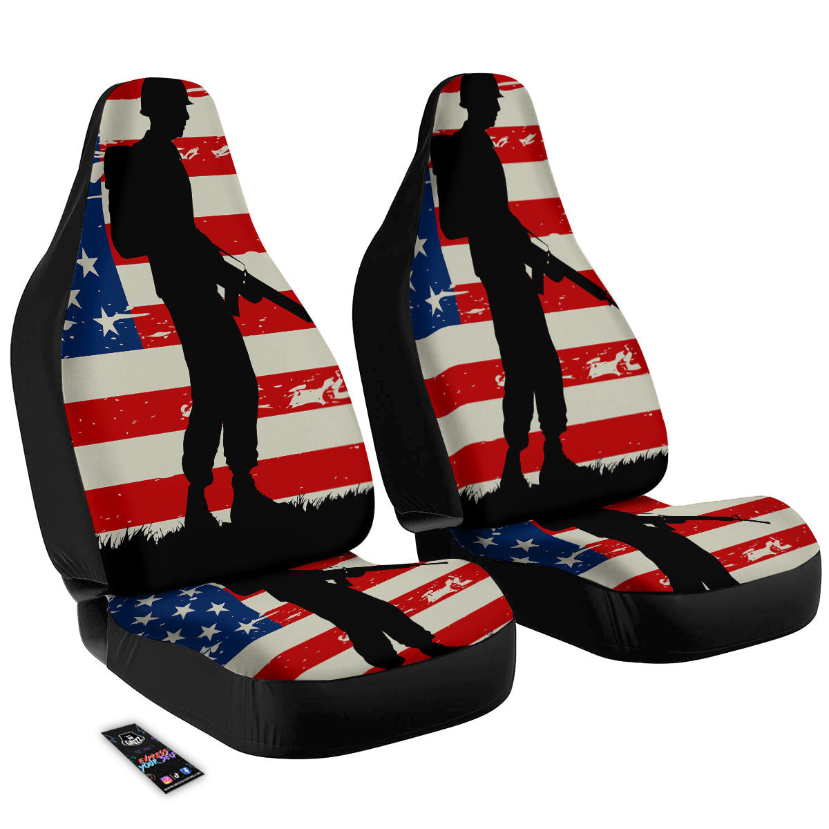 Memorial War American Flag Print Car Seat Covers-grizzshop