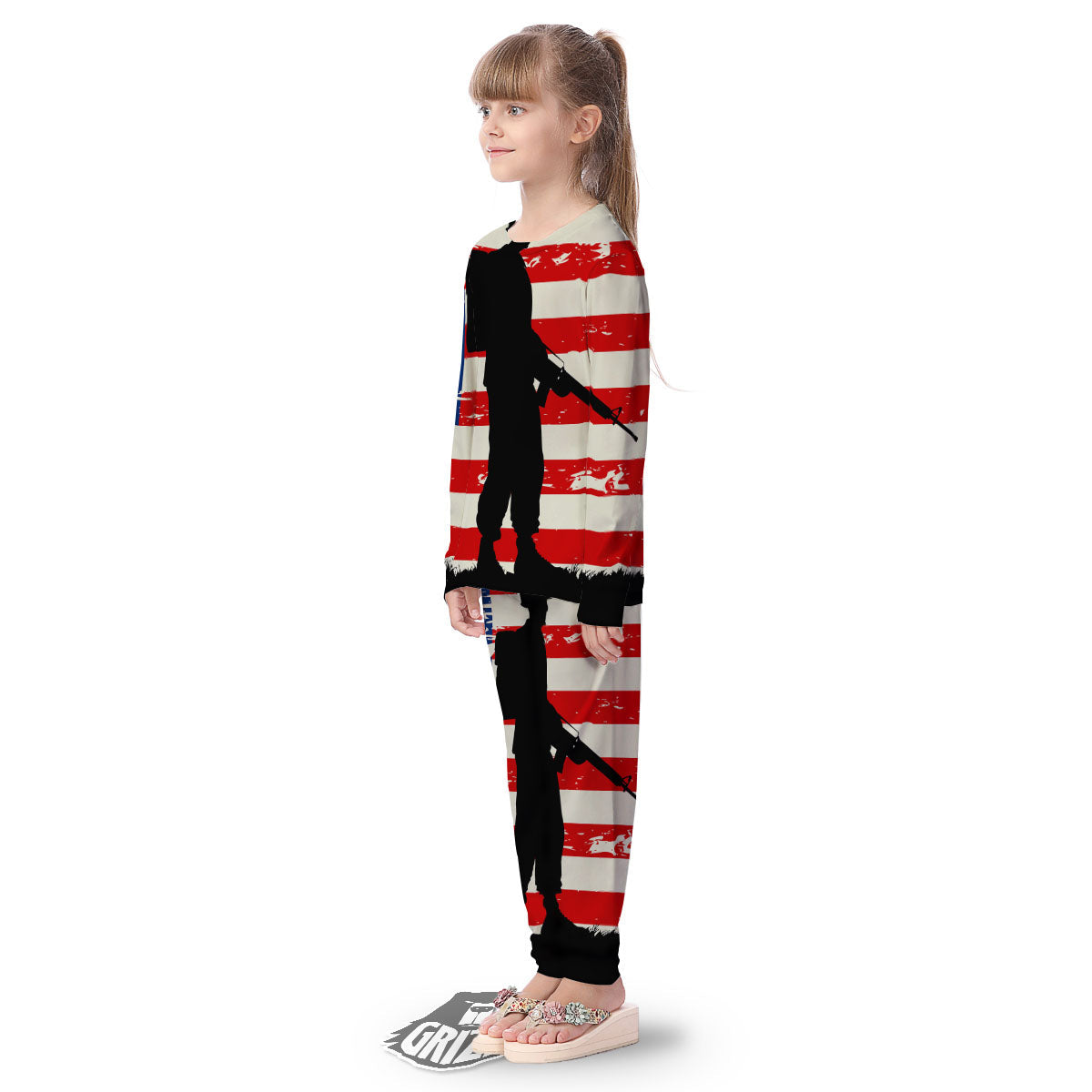 Memorial War American Flag Print Kid's Pajamas-grizzshop