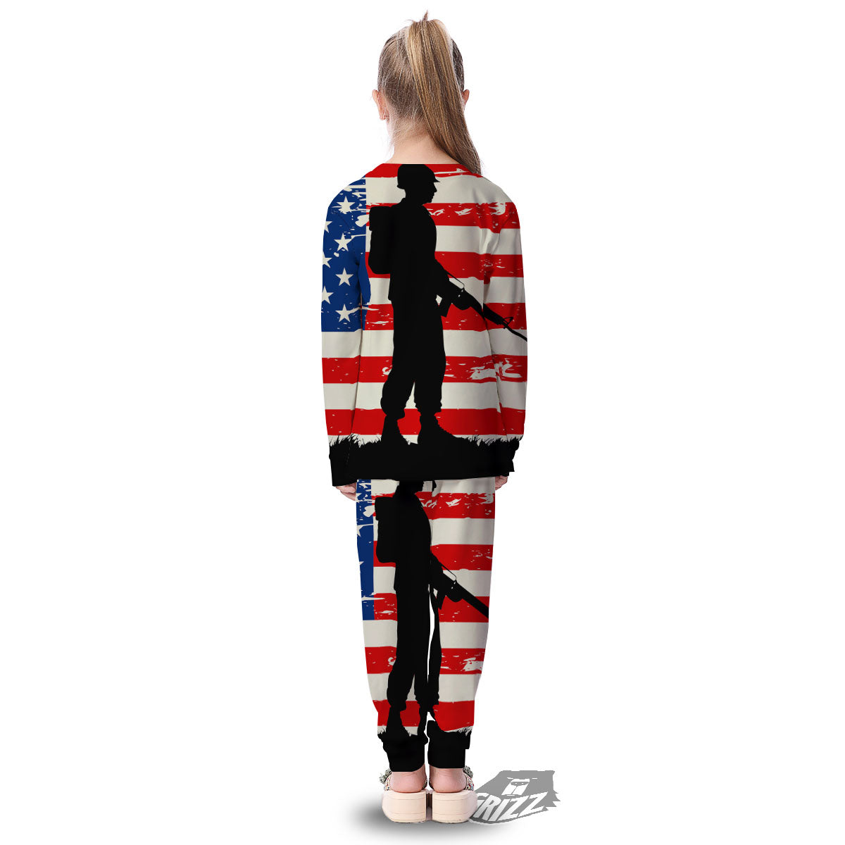 Memorial War American Flag Print Kid's Pajamas-grizzshop