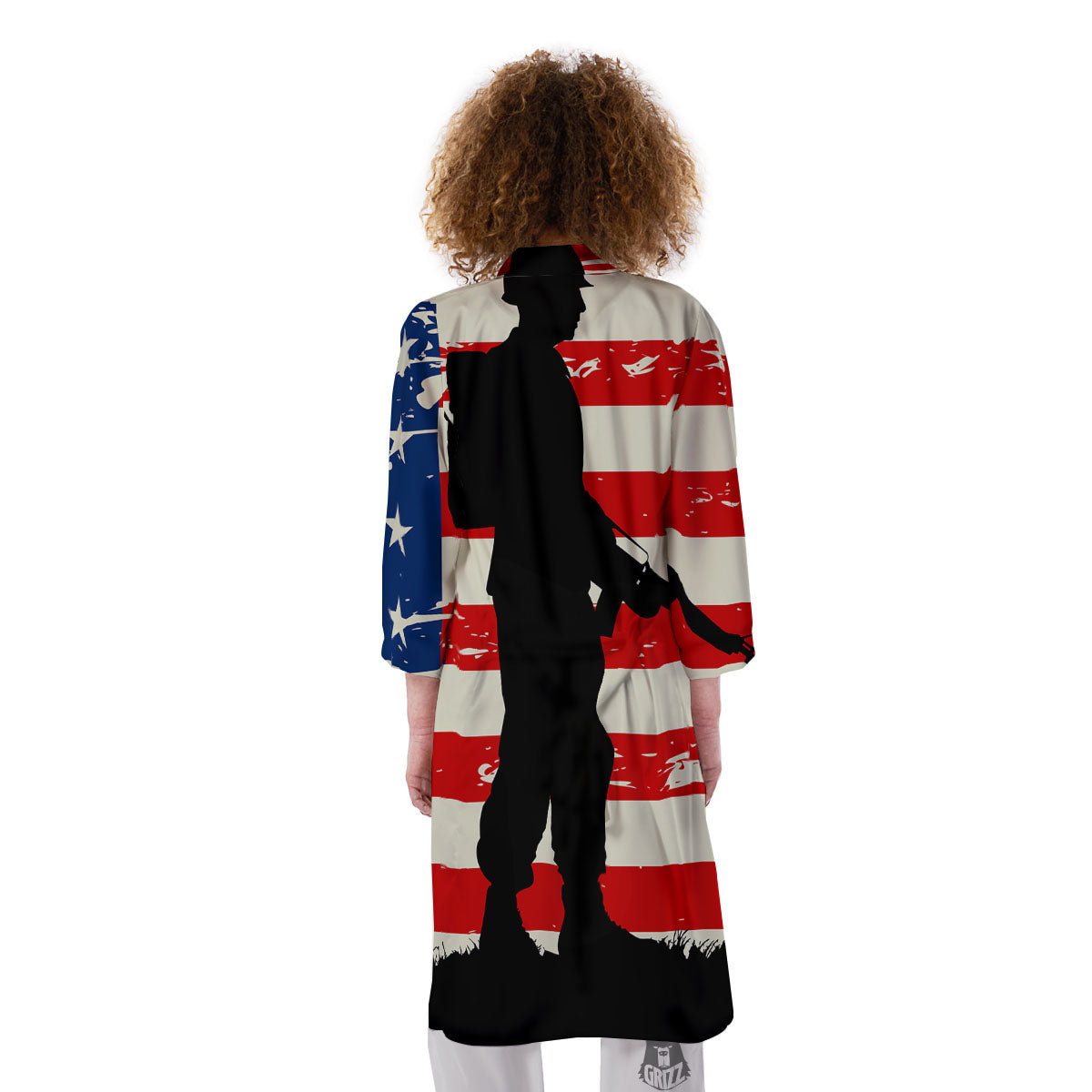Memorial War American Flag Print Kimono-grizzshop