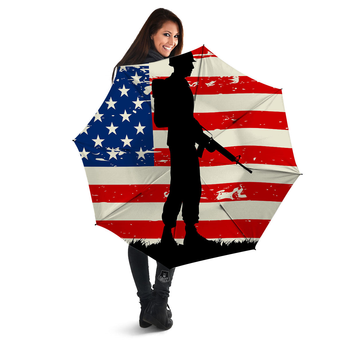 Memorial War American Flag Print Umbrella-grizzshop