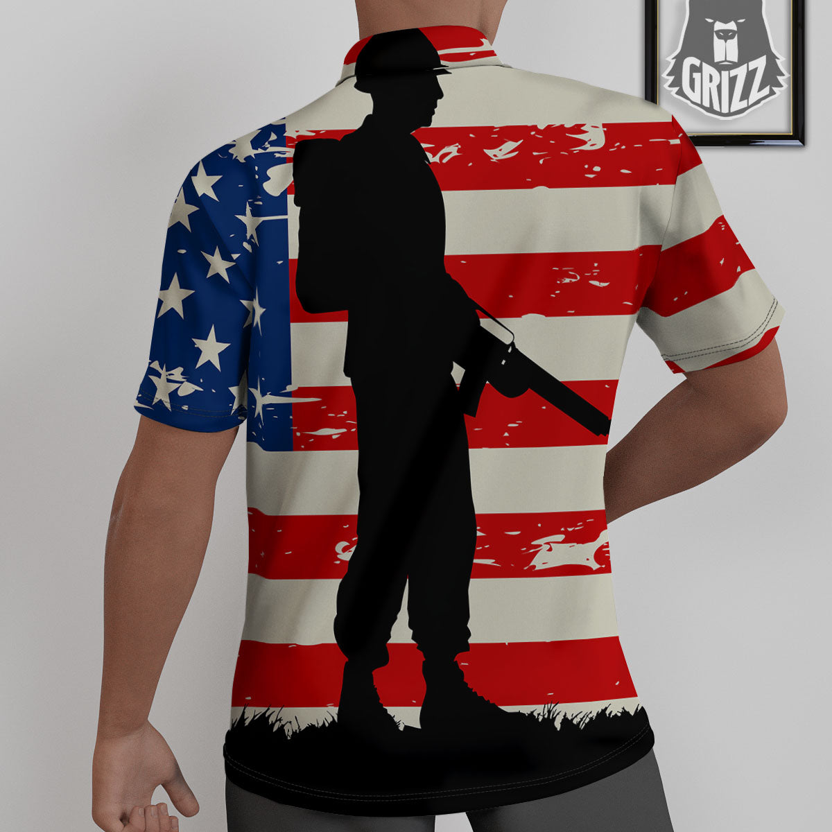 Memorial War American Flag Print Untucked Shirts-grizzshop