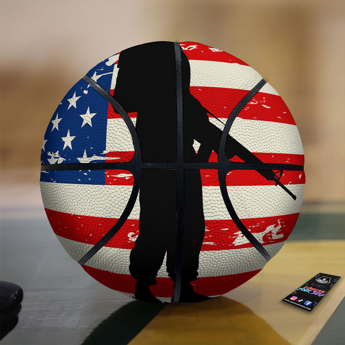 Memorial War American Flag Print Basketball