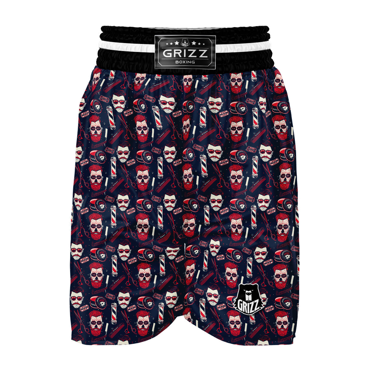 Men's Barber Tattoo Print Pattern Boxing Shorts-grizzshop