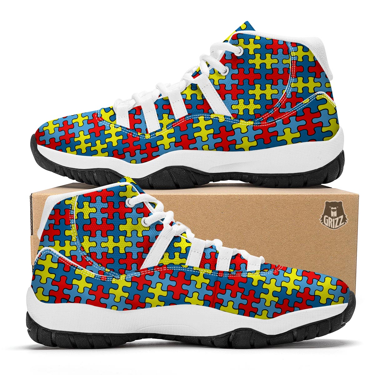 Merchandise Autism Awareness White Bball Shoes-grizzshop