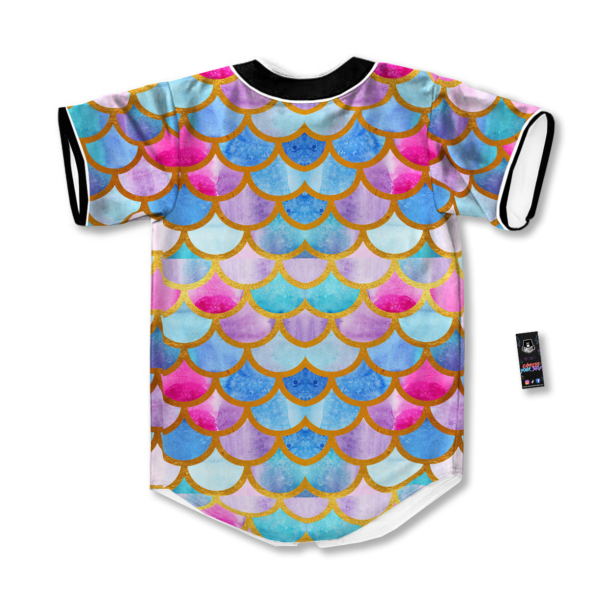 Mermaid Colorful Print Pattern Baseball Jersey-grizzshop